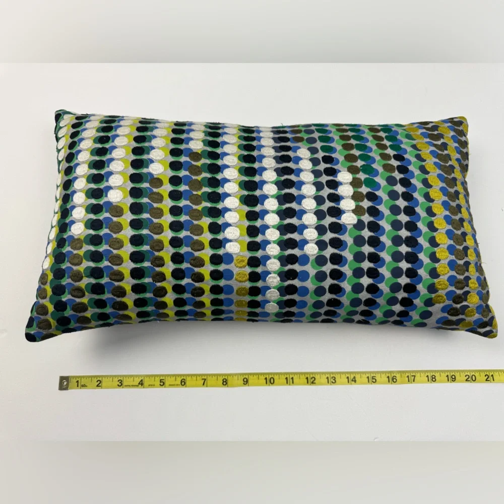 West Elm Embroidered Throw Pillow Cover 20” Geometric Multicolor